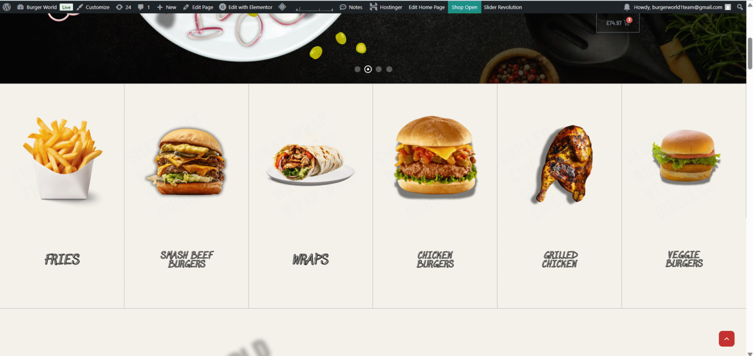 Burger world Slider