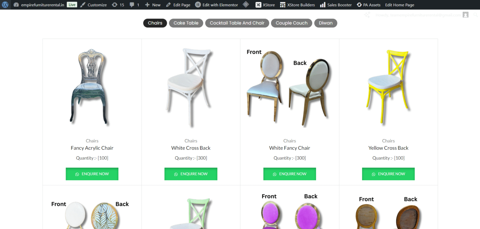 Empire Furniture Website Products