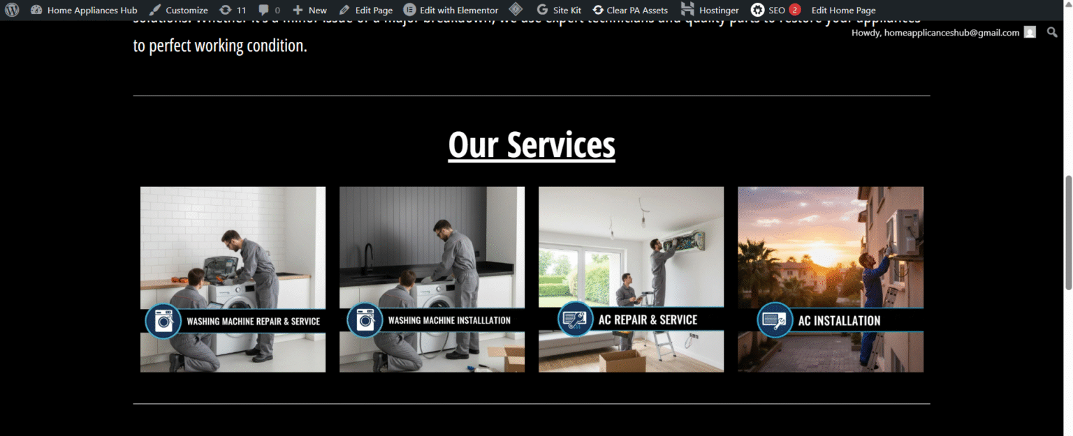 Home Appliances Hub Website Section 3