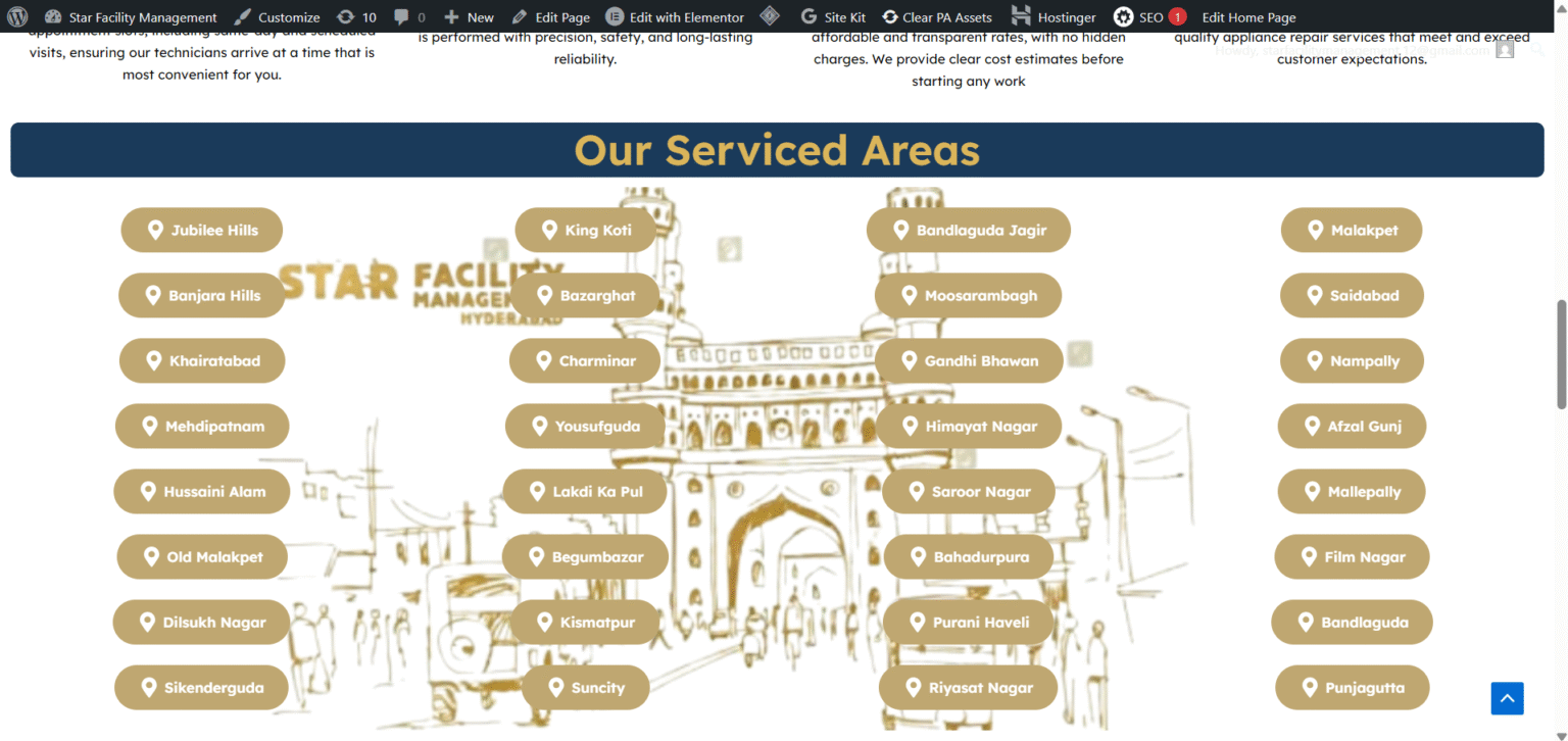 Star Facility Management Website Serviced Areas