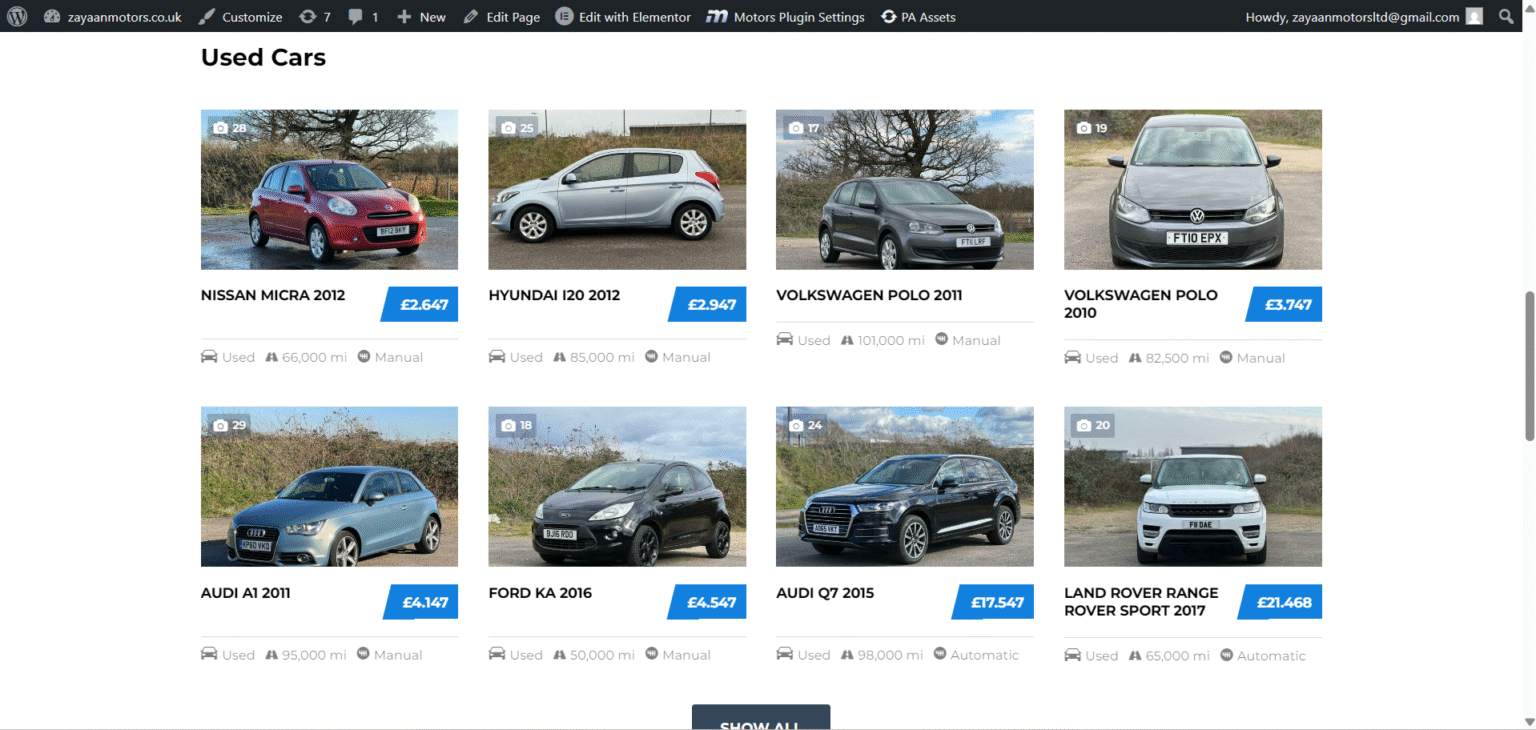 Zayaan Motors Ltd Website Section 3